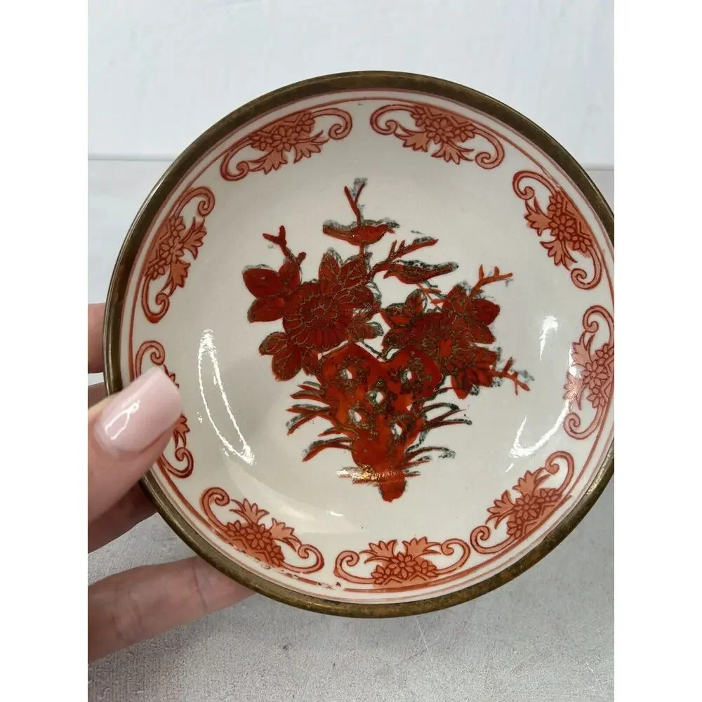 vintage japanese porcelain and brass plate‎ Wall hanging